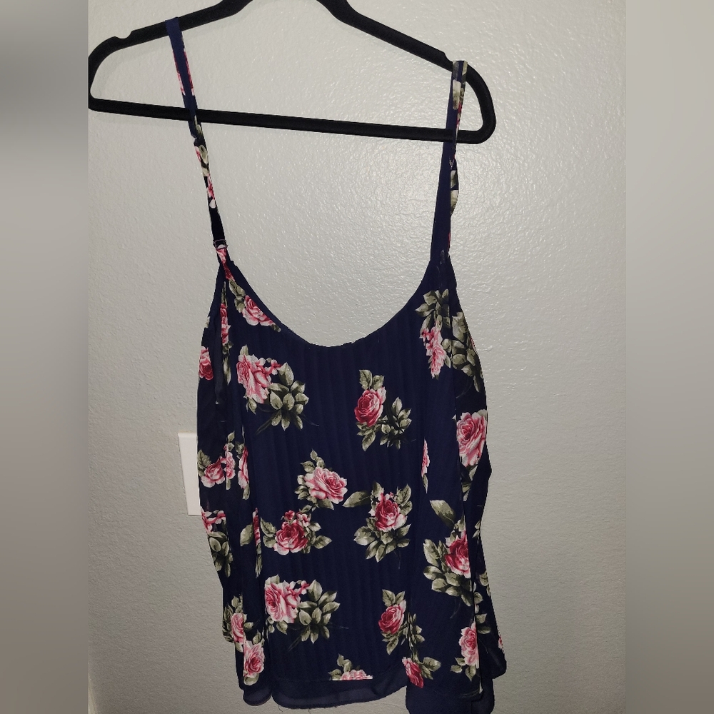 Torrid Pink and Blue Floral Sleeveless Tank